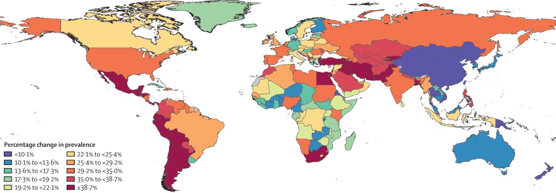 Change in the prevalence of major depressive disorder after adjustment for (ie, during) the COVID−19 pandemic, 2020