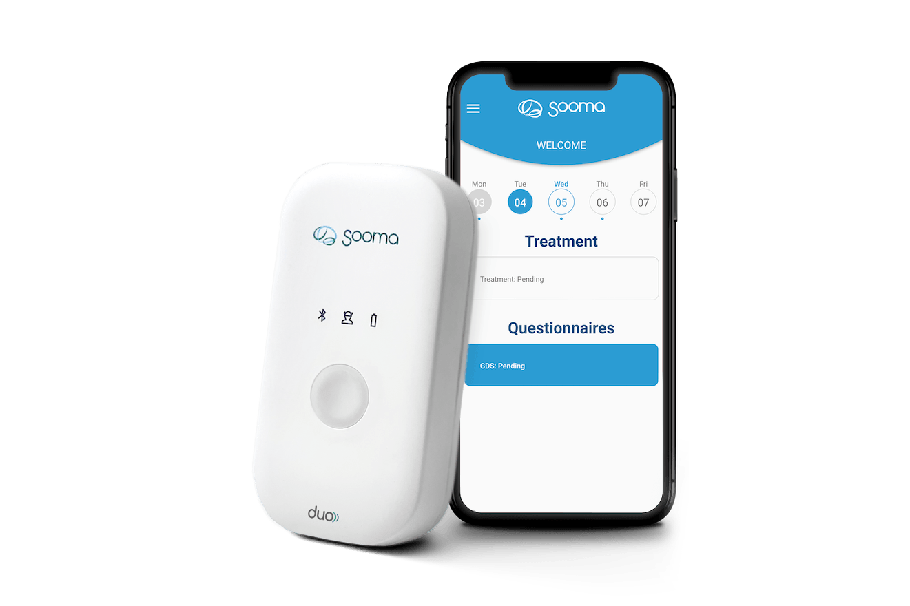 Sooma duo tDCS device paired with patient mobile application